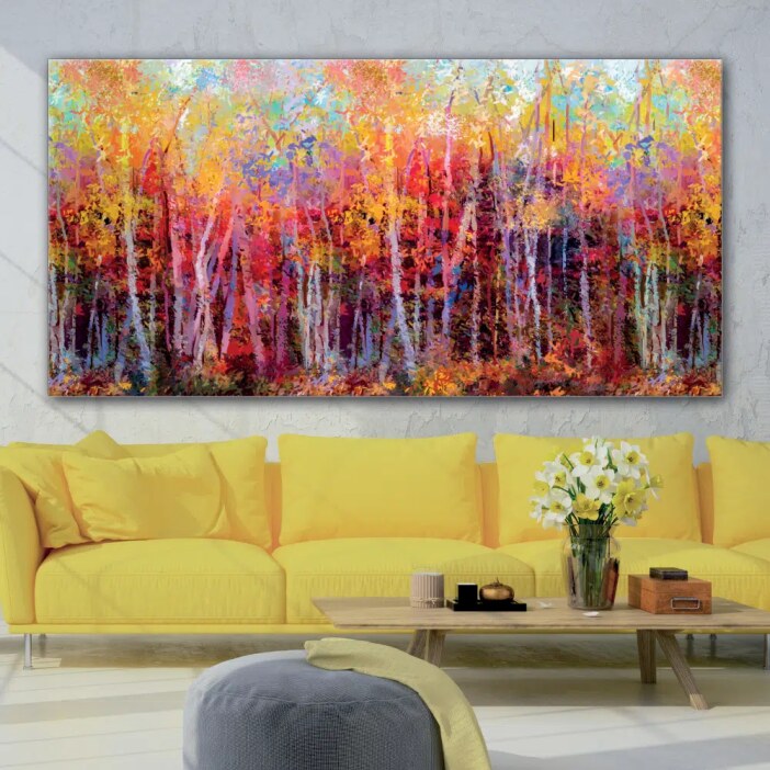 Tableau Forêt d’automne abstraite Tableau Abstrait Tableau Nature Tableau Paysage