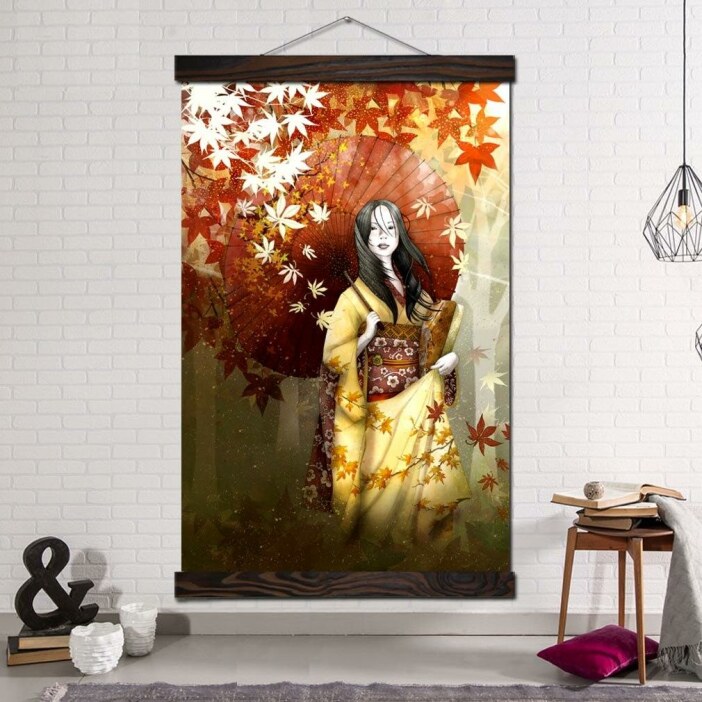 Tableau Geisha à l&rsquo;automne Tableau Japonais Tableau Monde