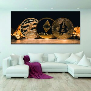 Tableau LTC ETH BTC Tableau Cryptomonnaie Tableaux originaux taille: XXS