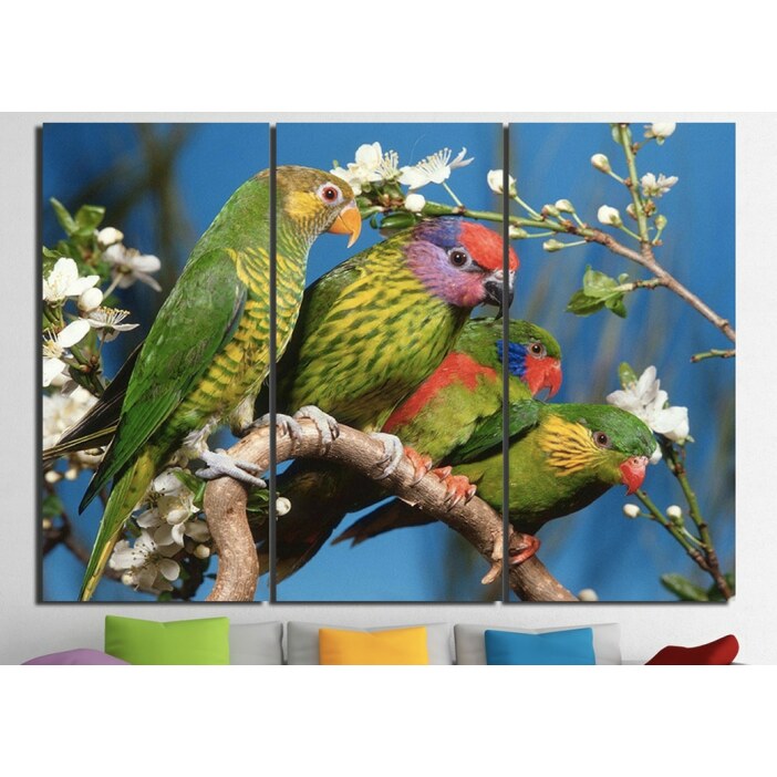 Tableau Loriquets trois pièces