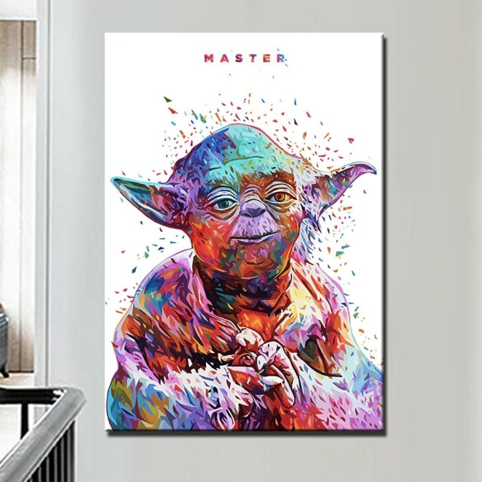 Tableau Maître Yoda pop fond blanc