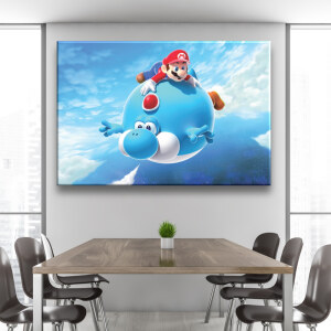 Tableau Mario et Yoshi en vol Tableaux originaux Tableau Geek Tableau Super Mario taille: XXS