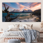 Tableau Montagne entourée par la rivière Tableau Montagne Tableau Nature