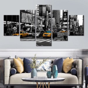 Tableau New York en noir et blanc et taxis jaune Tableau New York Tableau Ville
