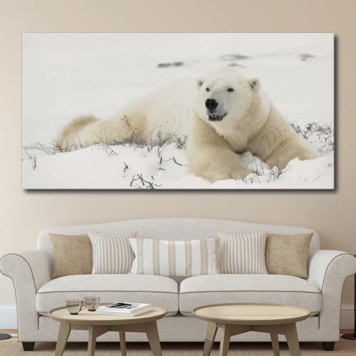 Tableau Ours polaire allongé sur la neige Tableau Animaux Tableau Ours