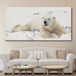 Tableau Ours polaire allongé sur la neige Tableau Animaux Tableau Ours