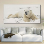 Tableau Ours polaire allongé sur la neige Tableau Animaux Tableau Ours