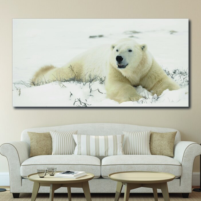 Tableau Ours polaire allongé sur la neige