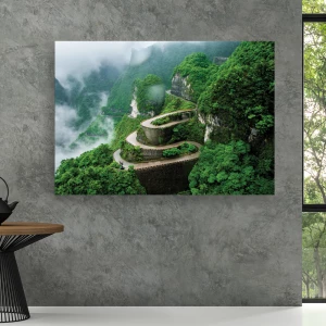 Tableau Parc national de la montagne de Tianmen dans la brume. Bonne qualité, original, accrochée sur un mur dans un salon