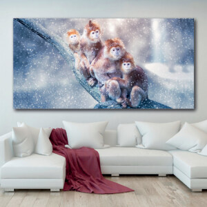 Tableau Singes dans la neige Tableau Singe