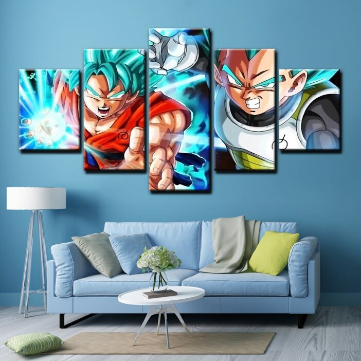 Tableau Son Goku et Végéta Super Sayian Blue