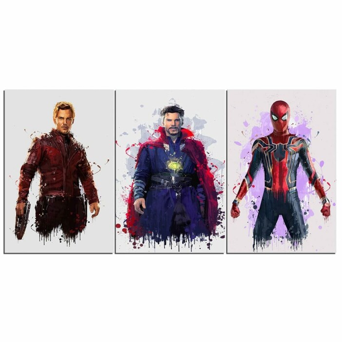 Tableau Star-Lord, Docteur Strange et SpiderMan