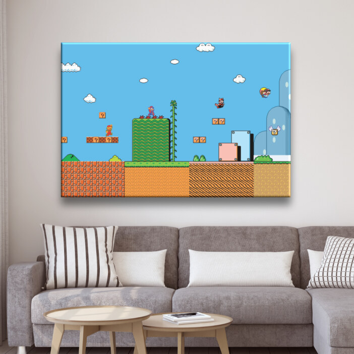 Tableau Super Mario old school Tableaux originaux Tableau Geek Tableau Super Mario taille: XXS