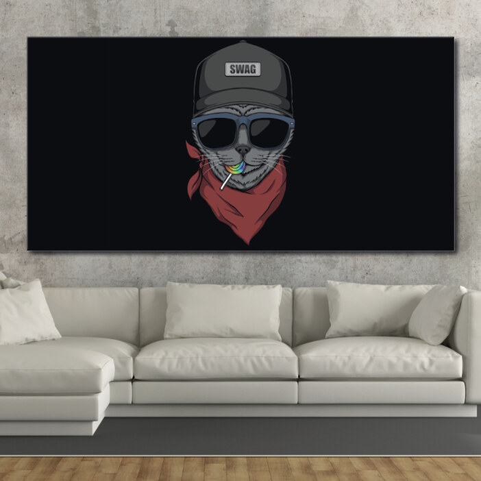Tableau Swag chat horizontal Tableau Animaux Tableau Chat