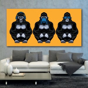 Tableau Trois singes sages modernes horizontal Tableau Animaux Tableau Singe
