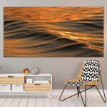 Tableau Vagues avec un magnifique coucher de soleil Tableau Zen taille: XXS