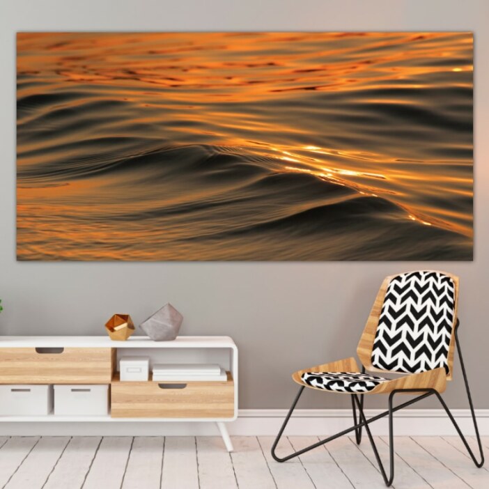 Tableau Vagues avec un magnifique coucher de soleil Tableau Zen taille: XXS