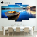 Tableau barque sur un lac