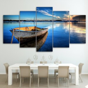 Tableau barque sur un lac