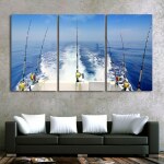 Tableau bateau de pêche à la ligne
