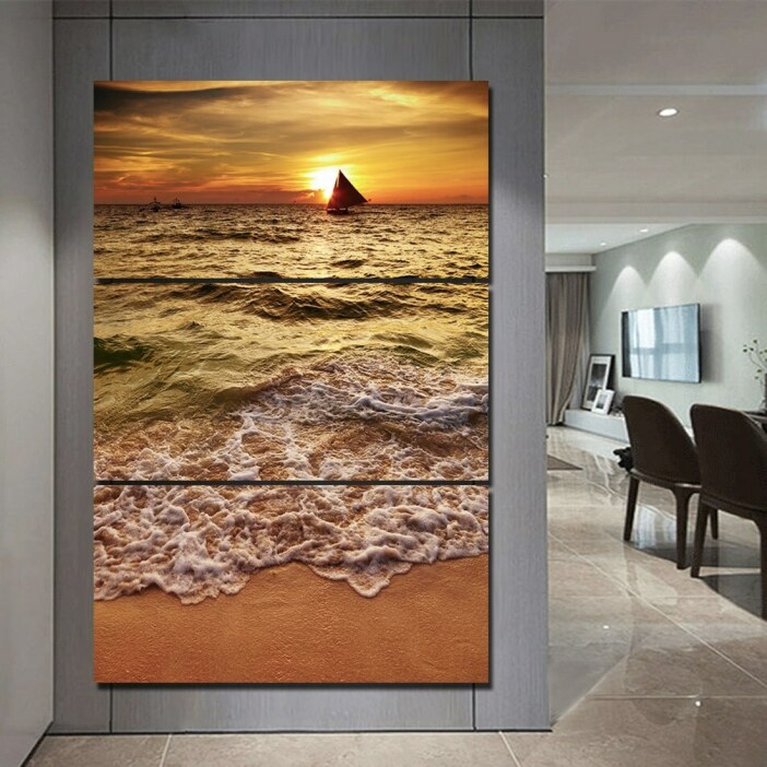Tableau cap sur le coucher de soleil