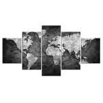 Tableau carte du monde argent argenté