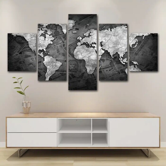 Tableau-carte-du-monde-argent-argente-3 Tableau carte du monde argent argenté