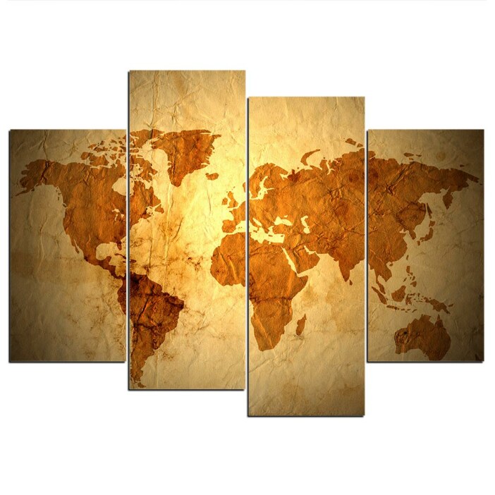 Tableau carte du monde texturée
