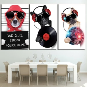 Tableau chien en fête