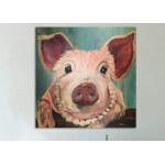 Tableau cochon collier en perle
