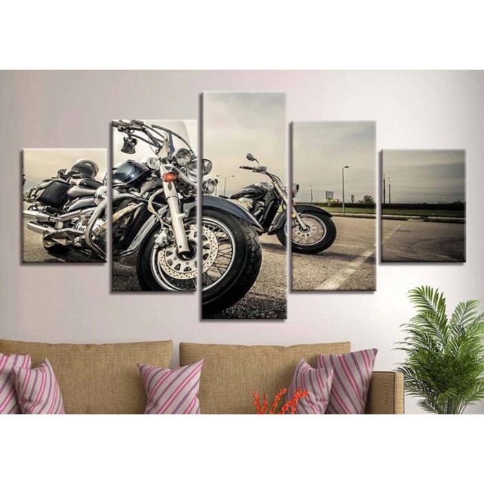 Tableau deux motos vintages Tableau Moto Tableaux originaux taille: S