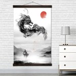 Tableau dragon au dessus du lac