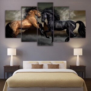 Tableau duel de chevaux Tableau Cheval Tableau Animaux format: Horizontal