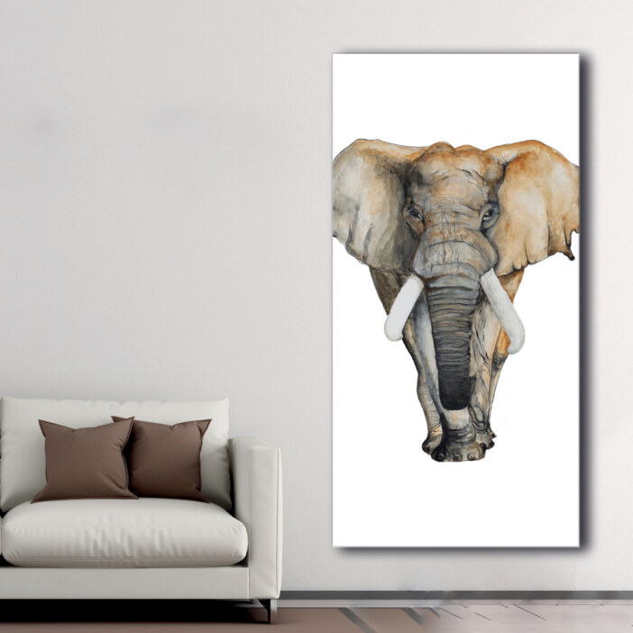 Tableau éléphant dessiné sur un fond blanc Tableau Animaux Tableau Éléphant