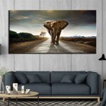 Tableau éléphant sur la route