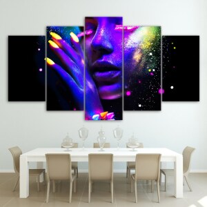 Tableau femme maquillage néon multicolore