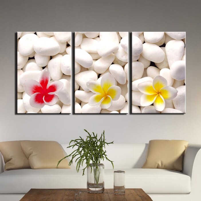 Tableau galets blancs