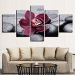 Tableau galets et orchidée Tableau Galet Tableau Zen