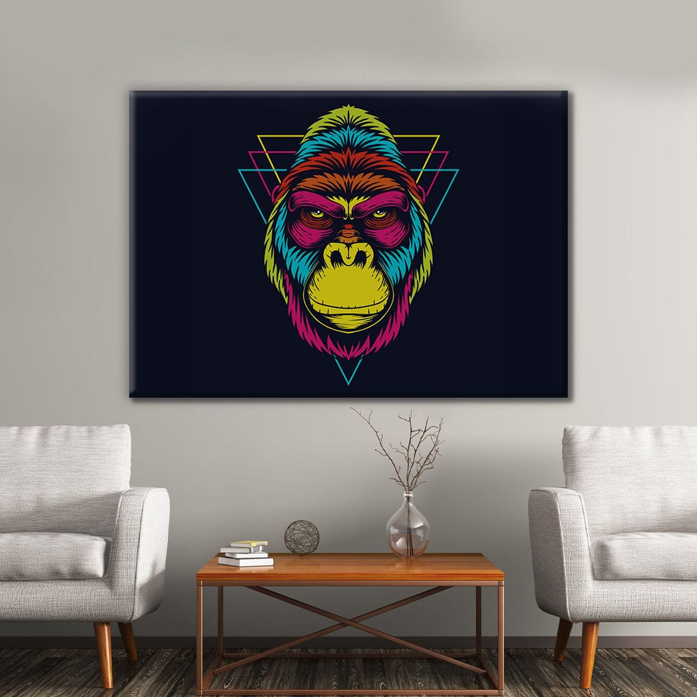 Tableau gorille multicolore Tableau Animaux Tableau Singe format: Horizontal