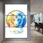 Tableau lion yin soleil et yang lune Tableau Lion Tableau Animaux taille: S