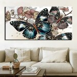 Tableau papillons bleu et rose 1 partie