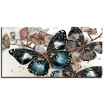 Tableau papillons bleu et rose 1 partie