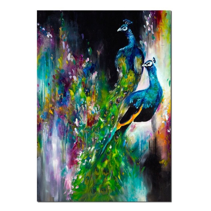 Tableau peinture de paon