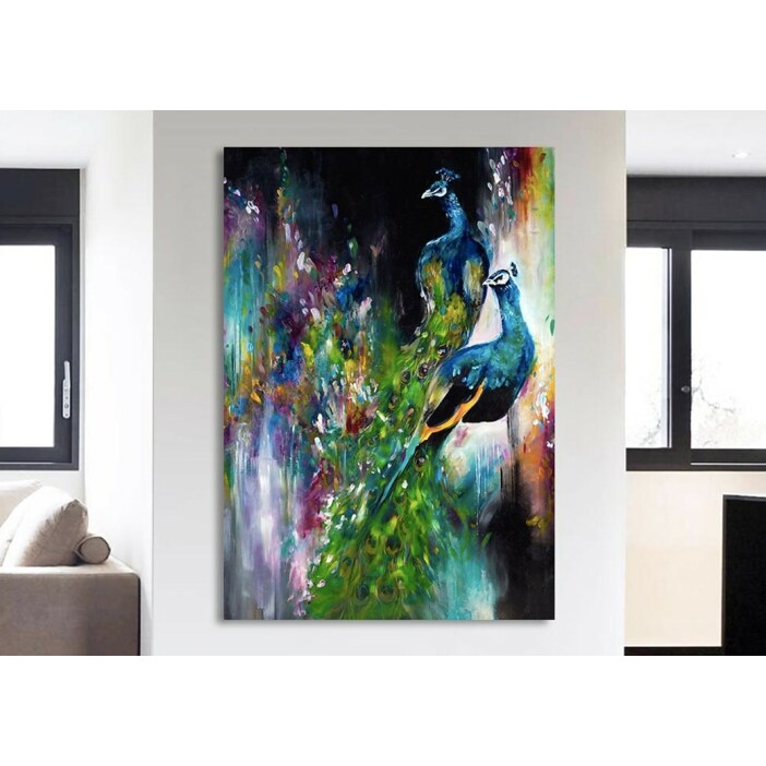 Tableau peinture de paon