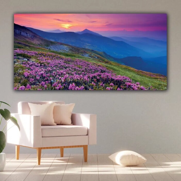 Tableau rose sur la montagne Tableau Montagne Tableau Nature Tableau Paysage