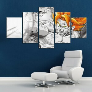 Tableau super Sayian noir et blanc