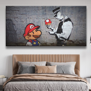 Tableau Super Mario avec policier Tableaux originaux Tableau Geek Tableau Super Mario taille: XXS