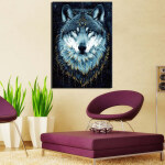 Tableau tête de loup cosmique Tableau Loup Tableau Animaux taille: S