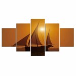 Tableau voilier ciel orange