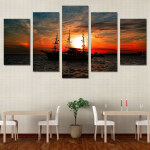 Tableau voilier et coucher de soleil Tableau Mer Tableau Nature format: Horizontal